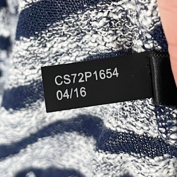 Limited Women's Knit Top S Blue & White Striped Drawstring Blouson Short Sleeve - Picture 11 of 11